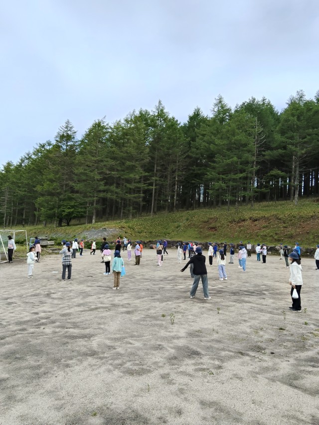 朝のラジオ体操の様子